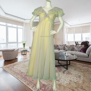 60s Vintage Miss Elliette Dress S Flowing Chiffon Maxi